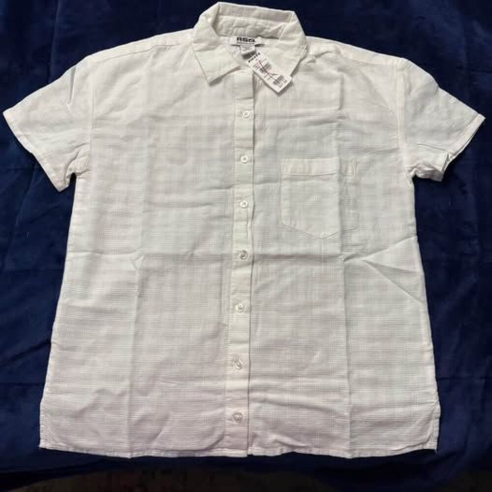 White Collared Button Down Shirt, NEW